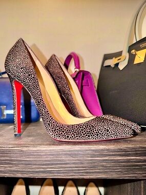 No offers 
Christian Louboutin Embellished Black and Red Stiletto Pumps